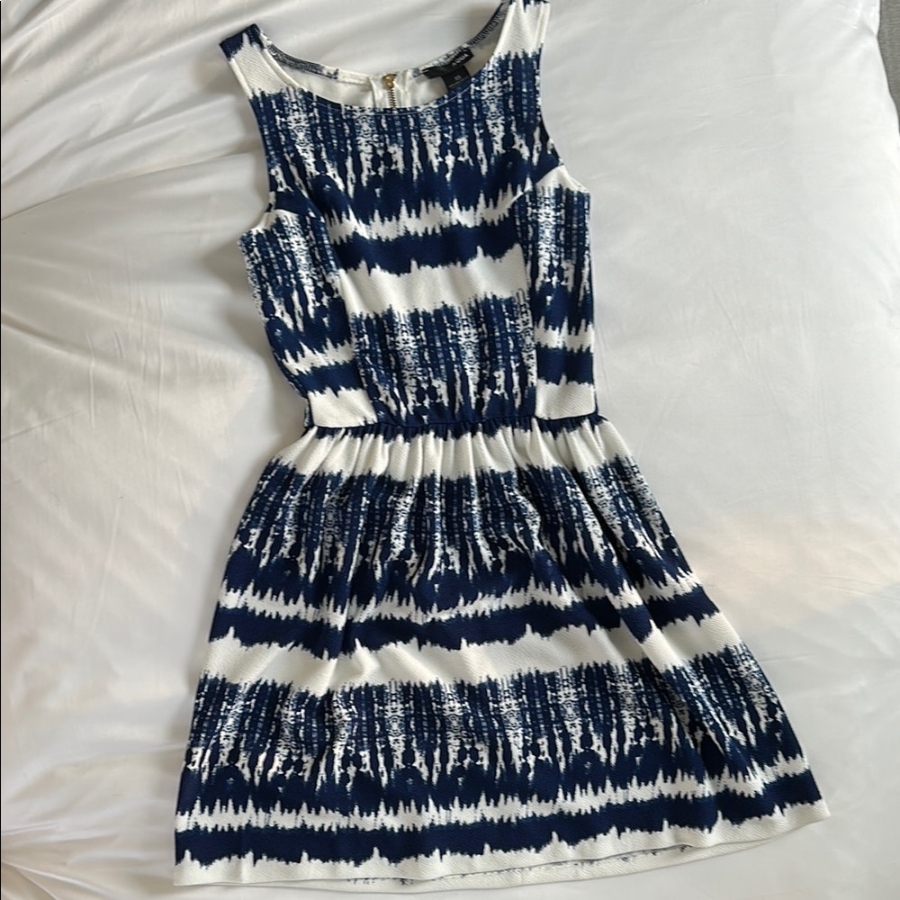 Navy and White Sleeveless Dress